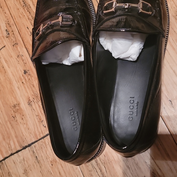 Gucci Black Leather Slip-On Loafers Size 10